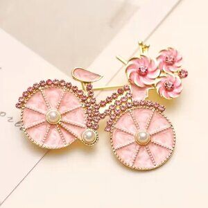 Brooch Bicycle Rhinestone Colorful Sparkle Bike Flowers Hollywood Glam Trendy
